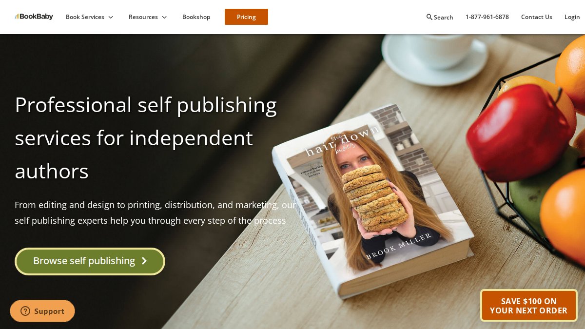 Screenshot of bookbaby.com interface