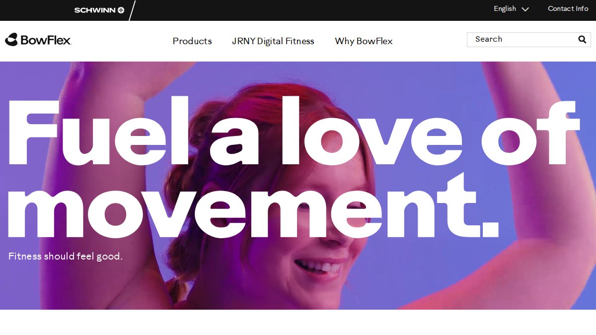 Screenshot of bowflex.com interface