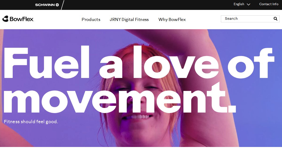 Screenshot of bowflex.com interface