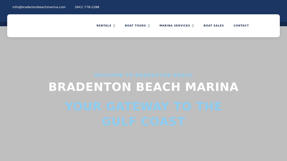 Screenshot of bradentonbeachmarina.com interface
