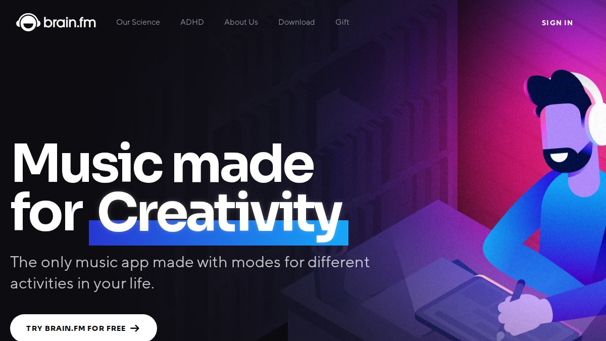 Screenshot of brain.fm interface