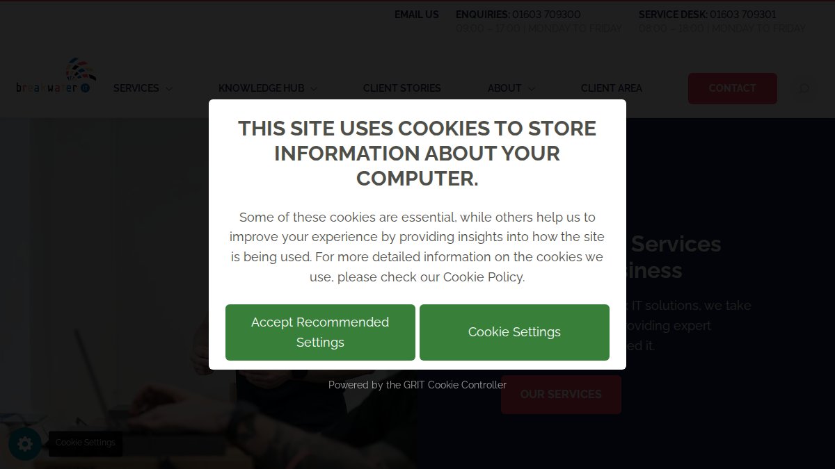 Screenshot of breakwaterit.co.uk interface