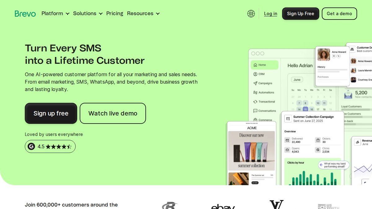Best Email Marketing Tools for Small Business in 2026 Screenshot of brevo.com interface