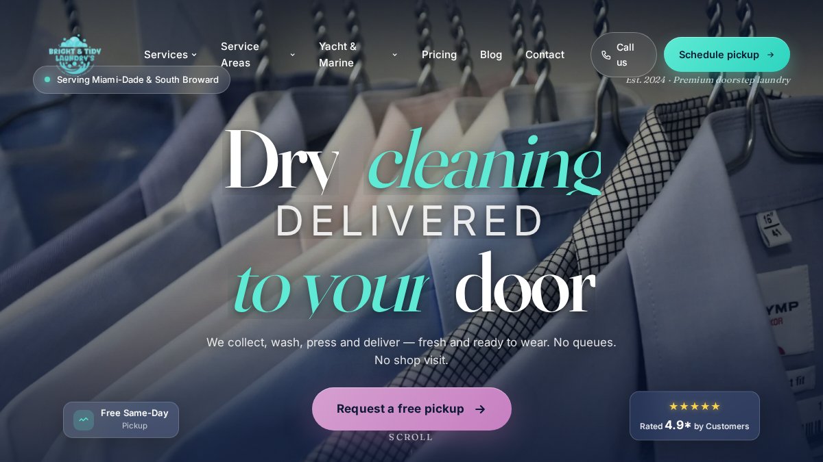 Screenshot of brightandtidylaundry.com interface