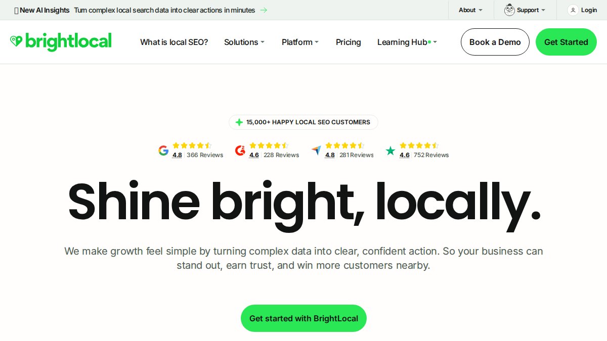 Screenshot of brightlocal.com interface