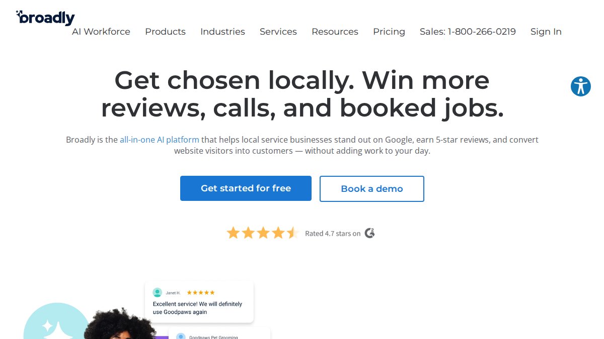 Screenshot of broadly.com interface