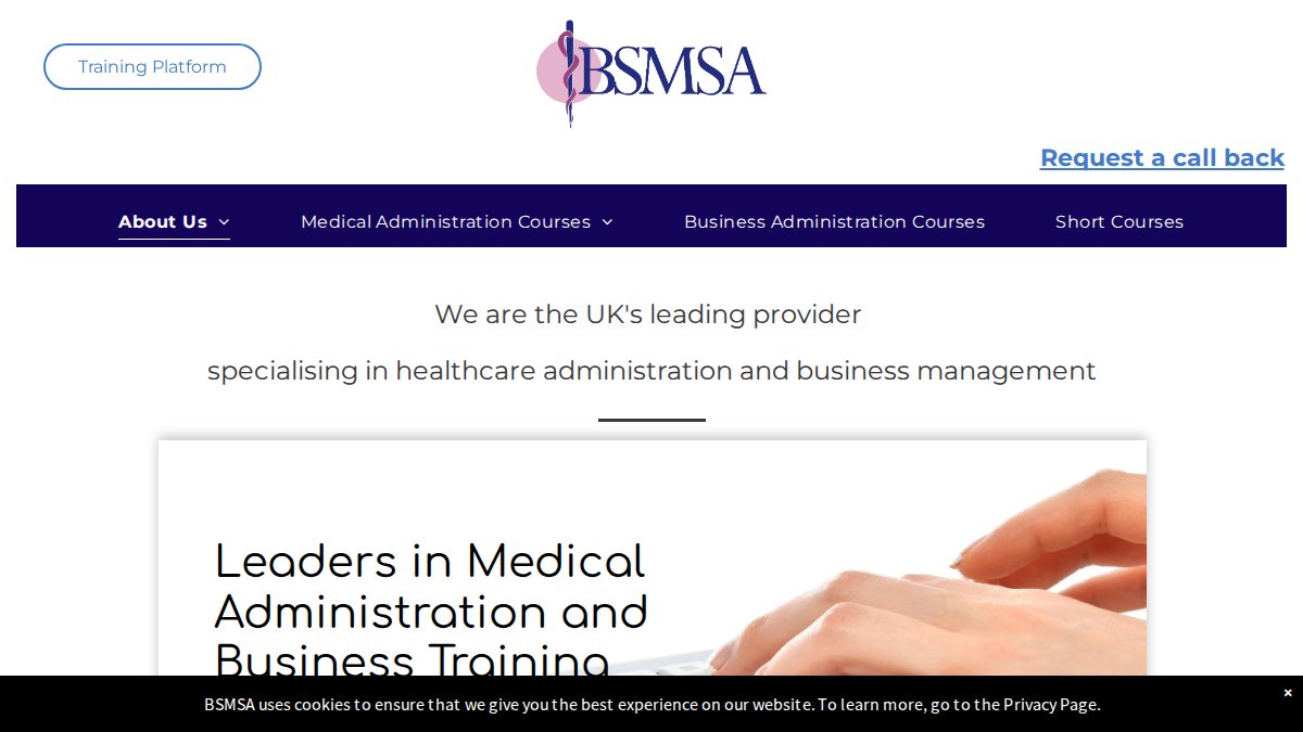 Screenshot of bsmsa.co.uk interface