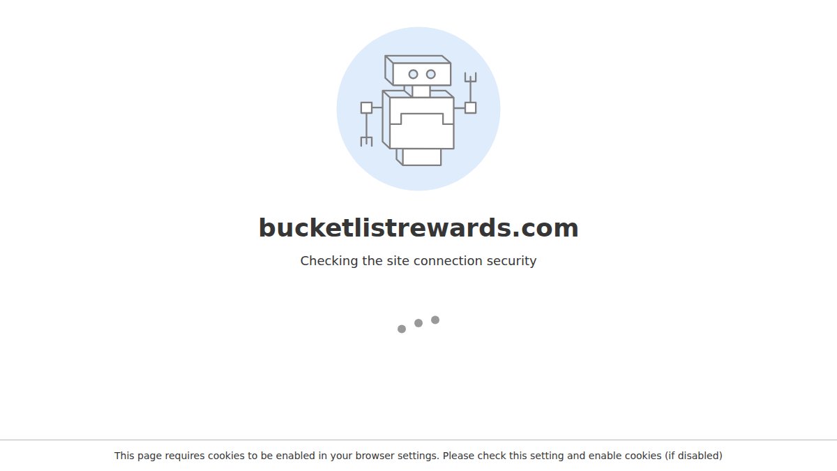 Screenshot of bucketlistrewards.com interface