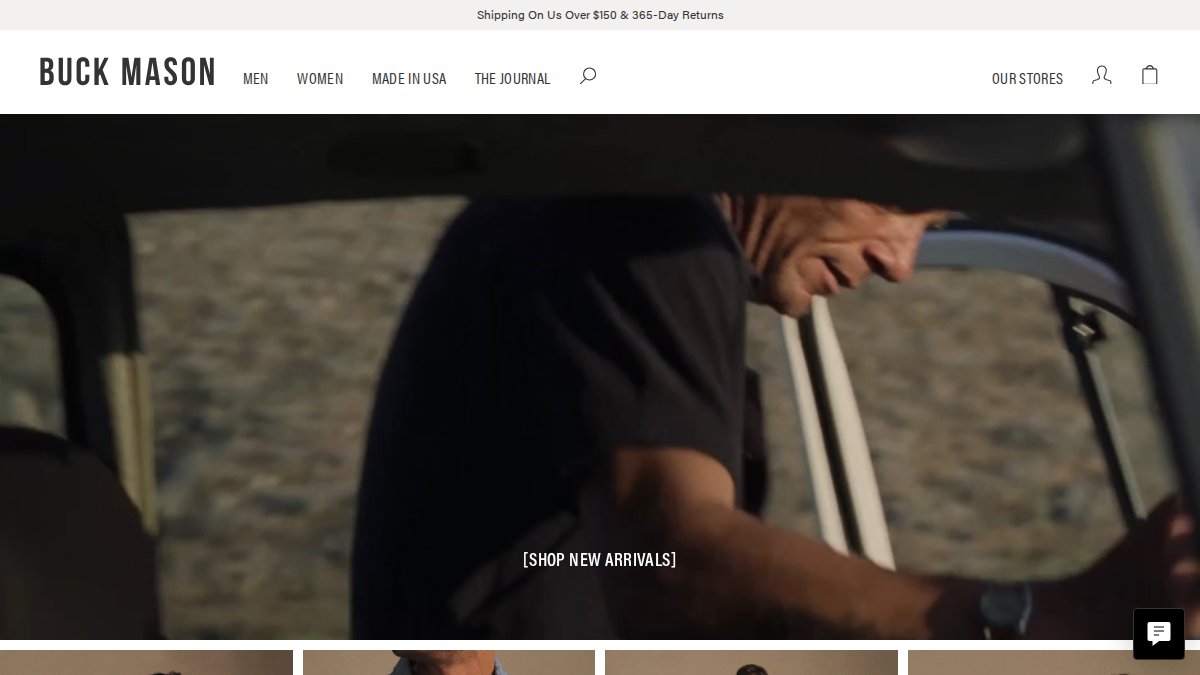 Screenshot of buckmason.com interface