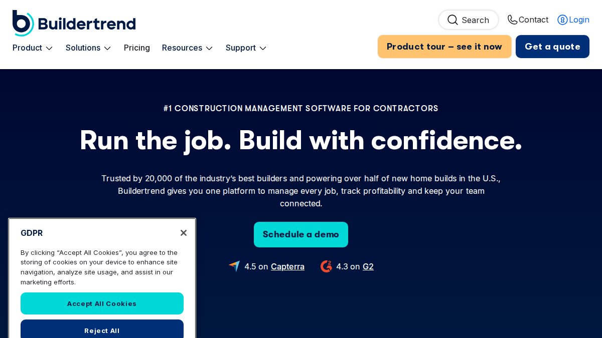 Screenshot of buildertrend.com interface