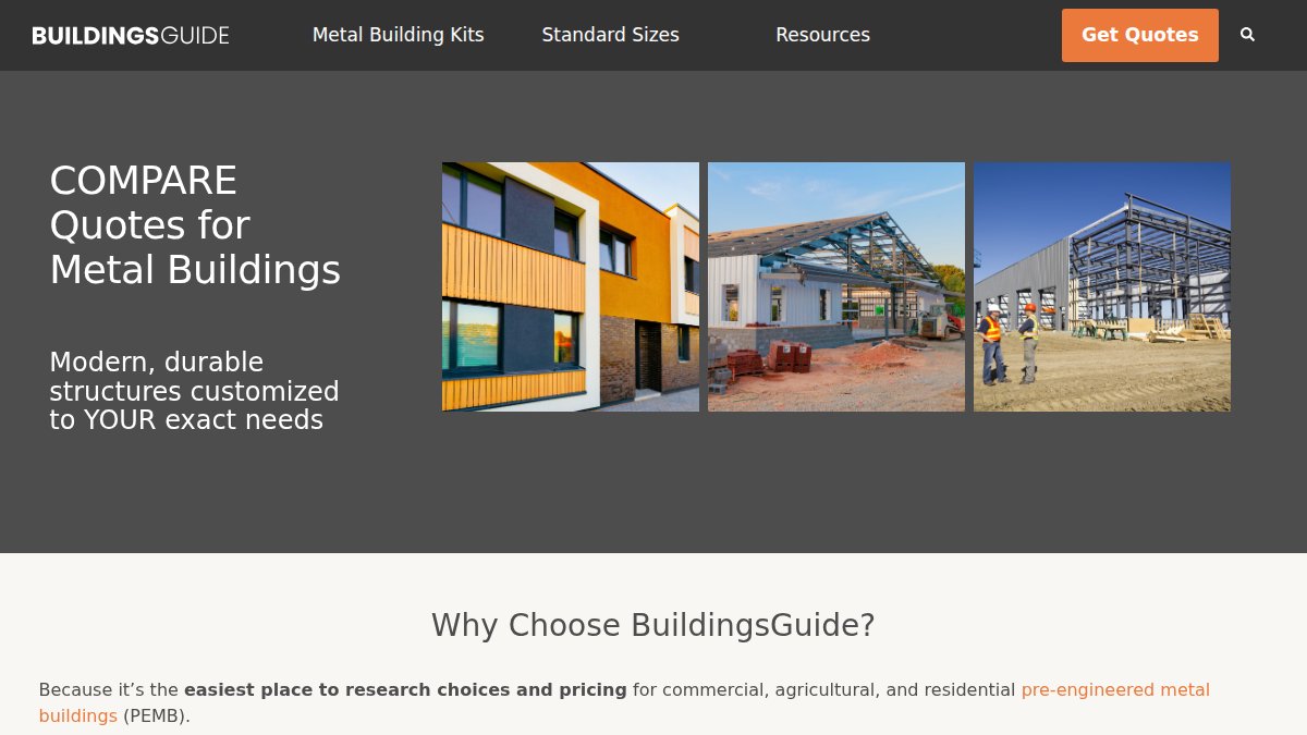 Screenshot of buildingsguide.com interface