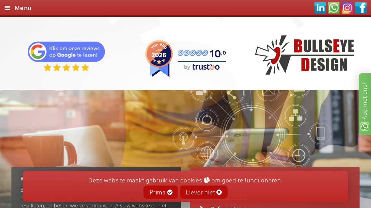 Screenshot of bullseyedesign.nl interface