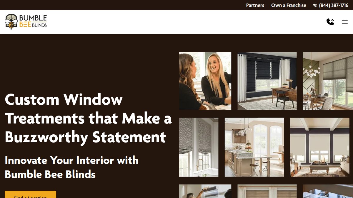 Screenshot of bumblebeeblinds.com interface