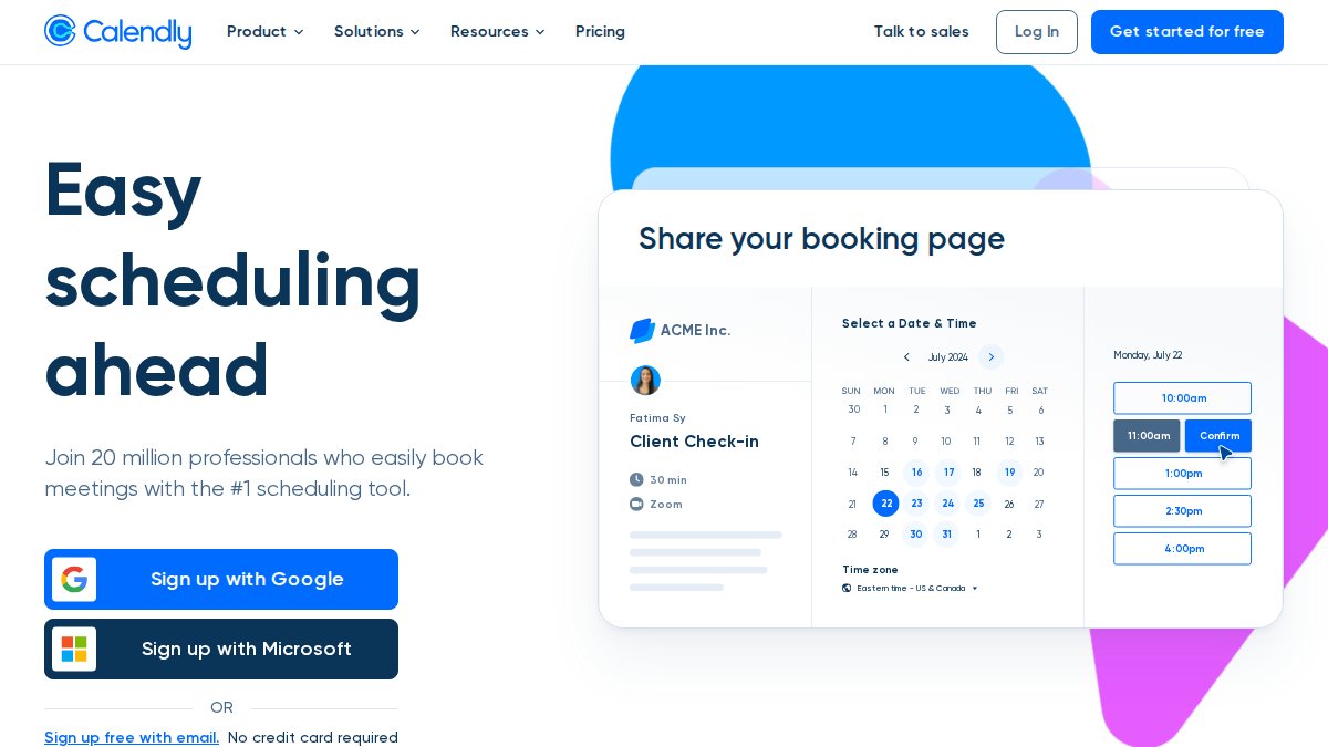 Screenshot of calendly.com interface