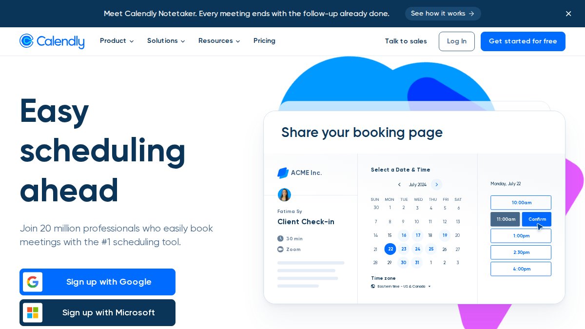 Screenshot of calendly.com interface