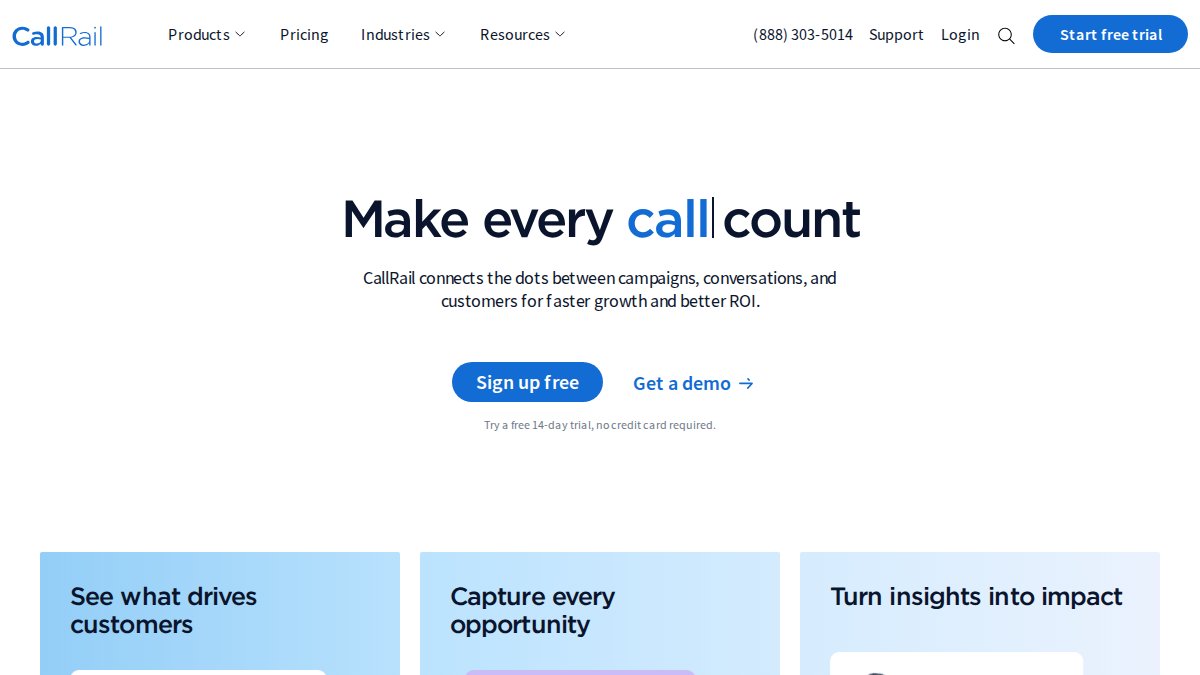 Screenshot of callrail.com interface