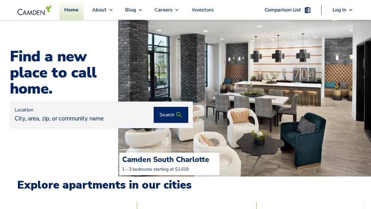 Screenshot of camdenliving.com interface