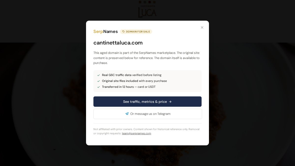 Screenshot of cantinettaluca.com interface