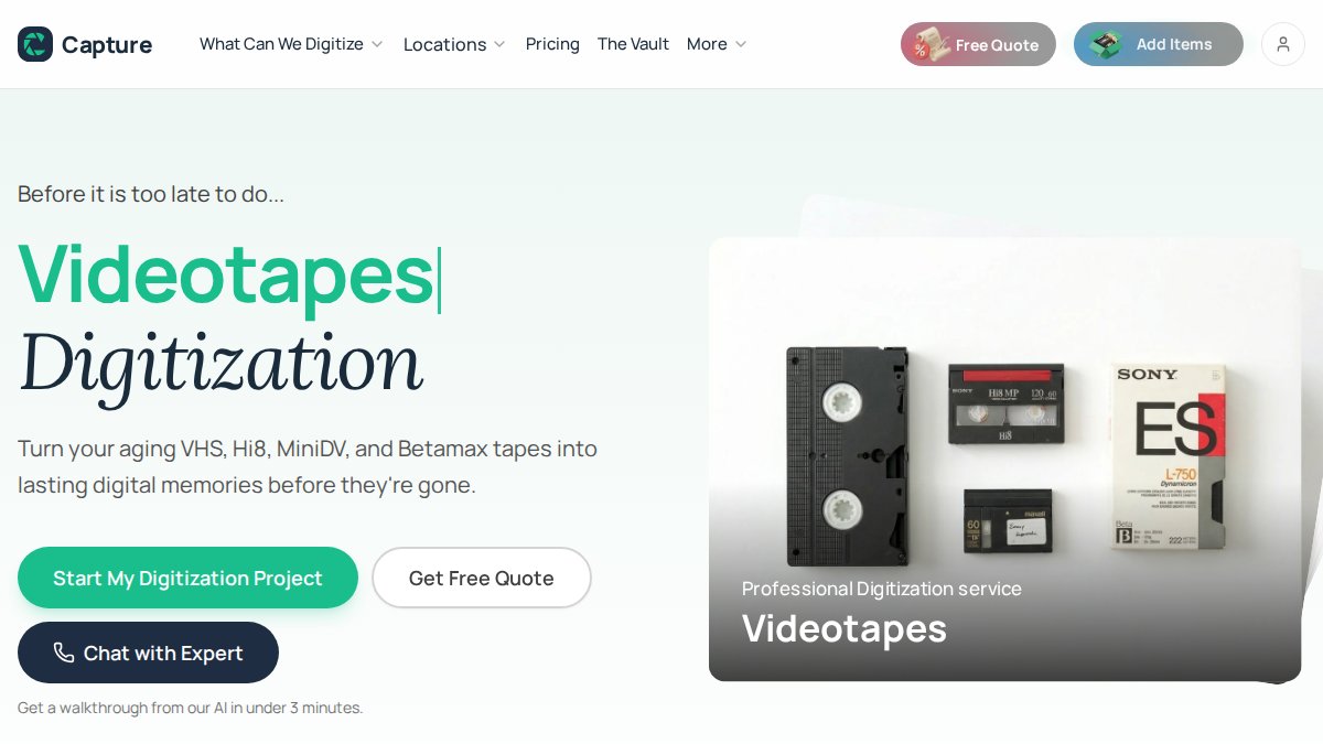 Screenshot of capture.com interface