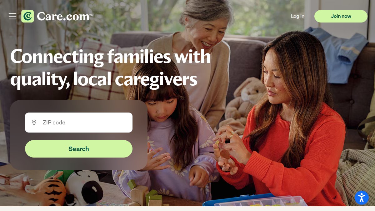 Screenshot of care.com interface