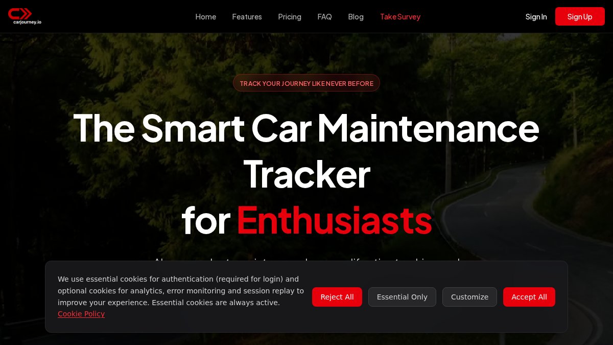 Screenshot of carjourney.io interface