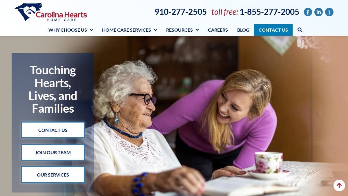 Screenshot of carolinaheartshomecare.com interface