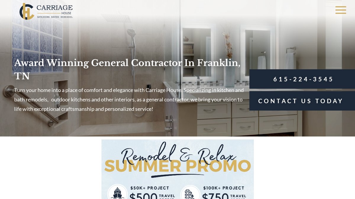 Screenshot of carriagehousetn.com interface