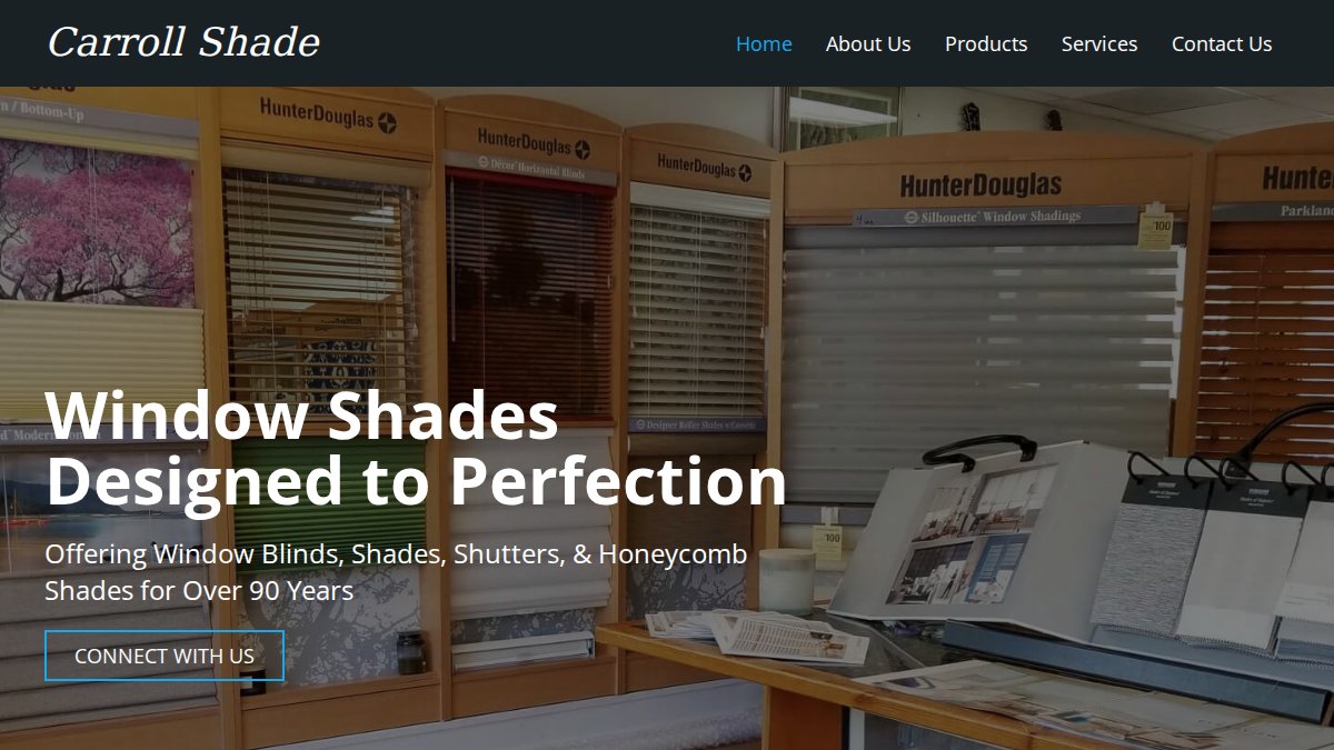 Screenshot of carrollshade.com interface