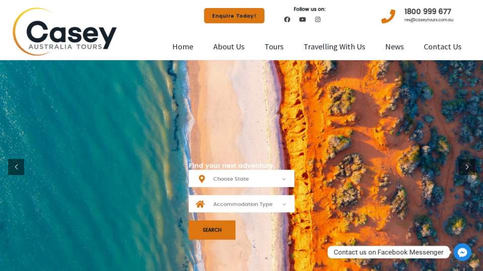 Screenshot of caseytours.com.au interface