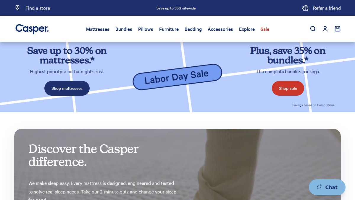 Screenshot of casper.com interface