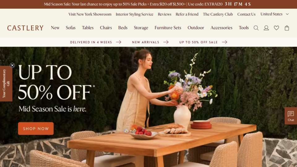 Screenshot of castlery.com interface