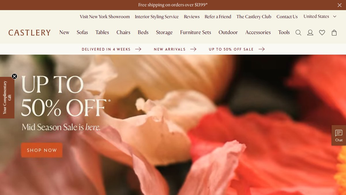 Screenshot of castlery.com interface