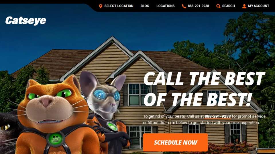 Screenshot of catseyepest.com interface