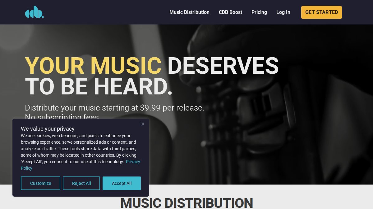 Screenshot of cdbaby.com interface