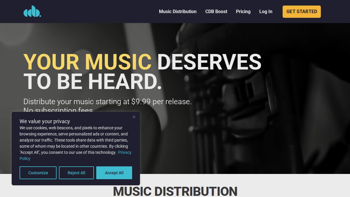 Screenshot of cdbaby.com interface