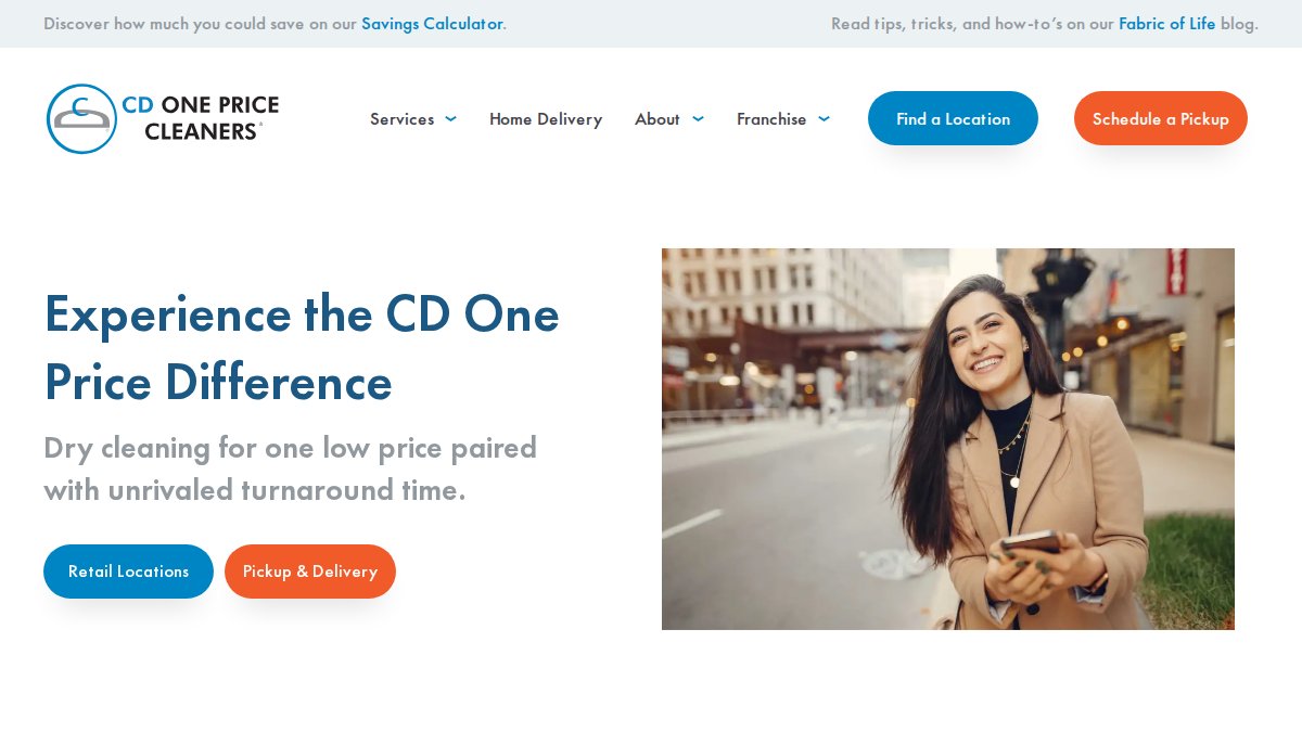 Screenshot of cdonepricecleaners.com interface