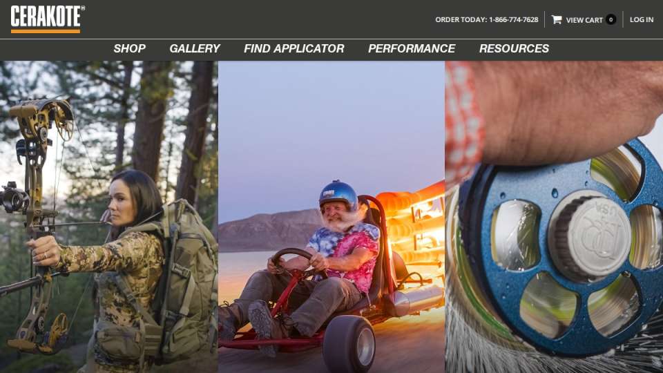Screenshot of cerakote.com interface