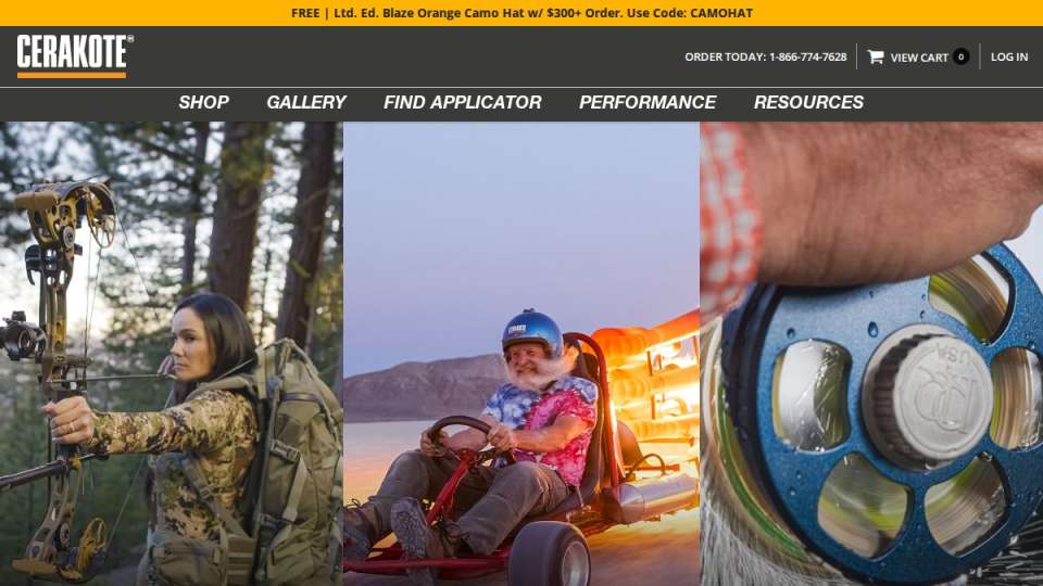 Screenshot of cerakote.com interface