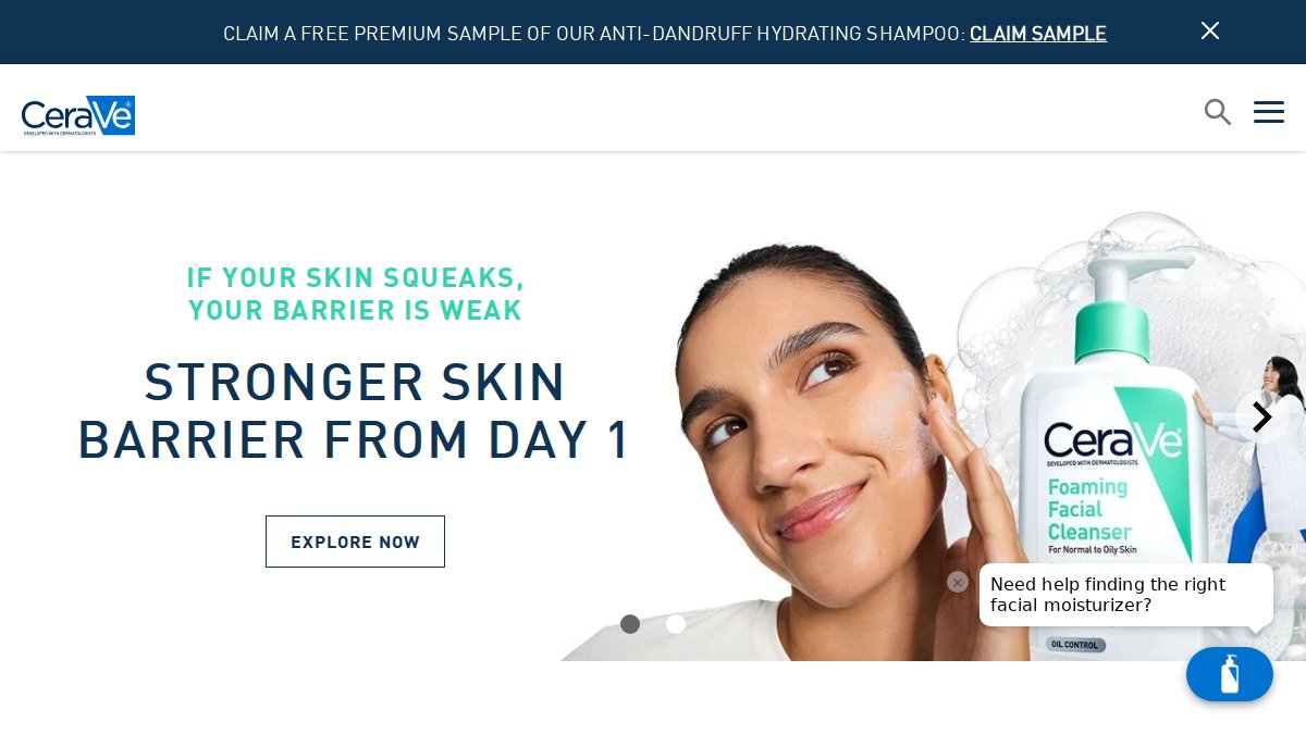Screenshot of cerave.com interface