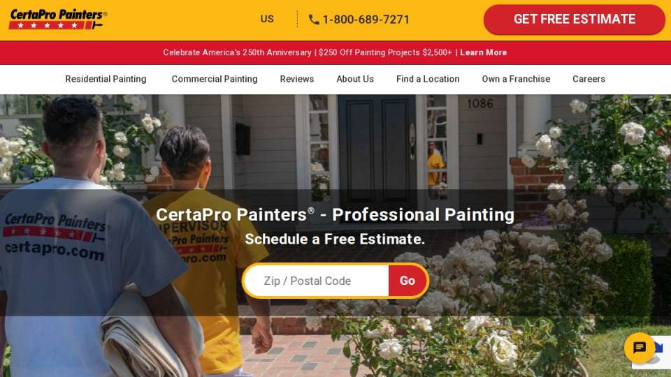 Screenshot of certapro.com interface