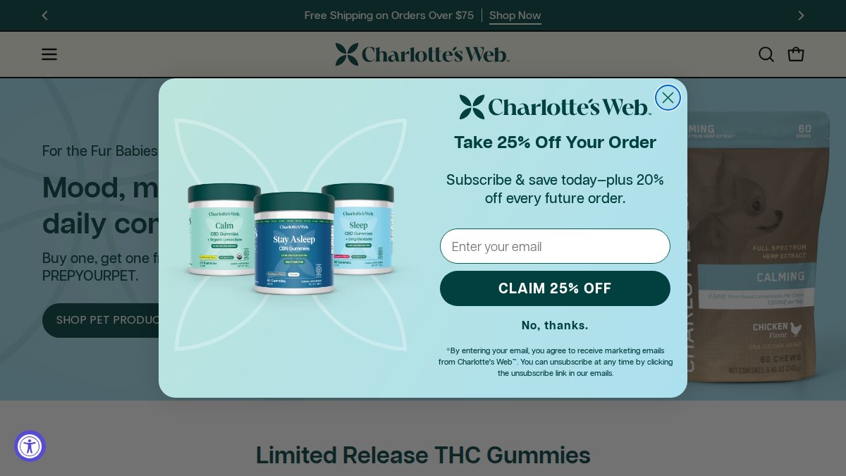 Screenshot of charlottesweb.com interface