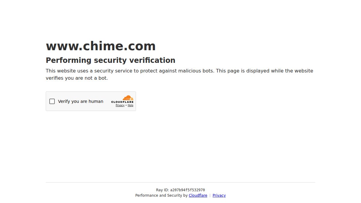 Screenshot of chime.com interface