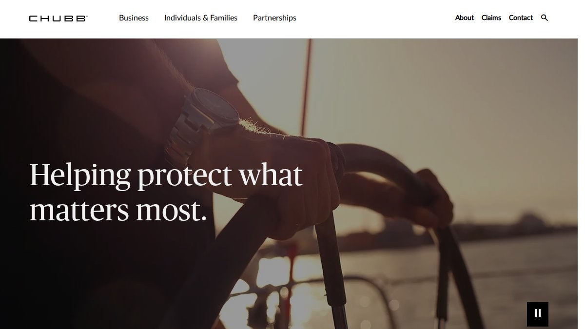 Screenshot of chubb.com interface