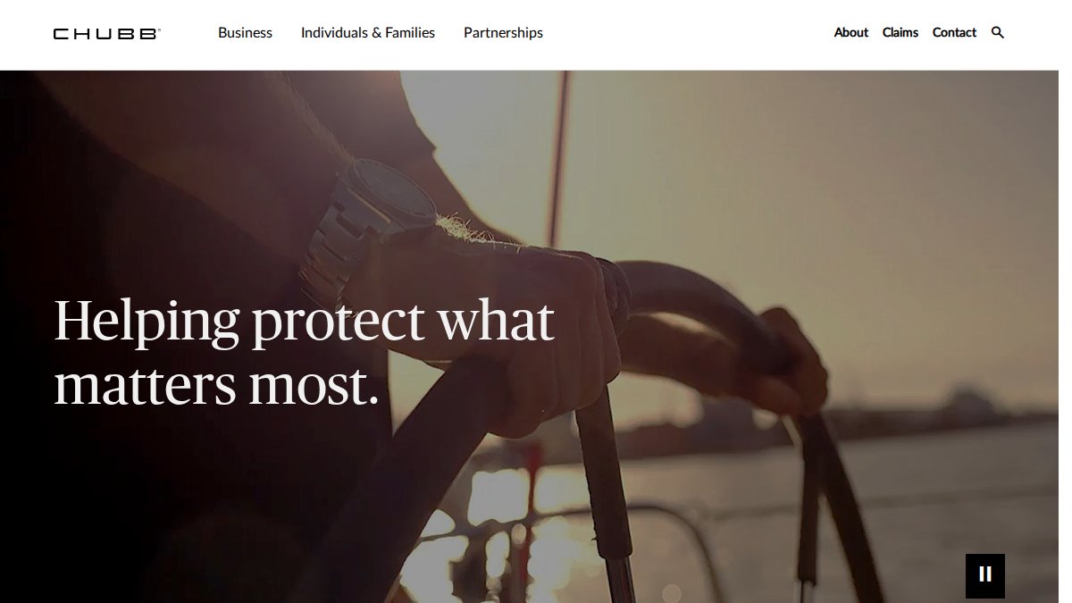 Screenshot of chubb.com interface