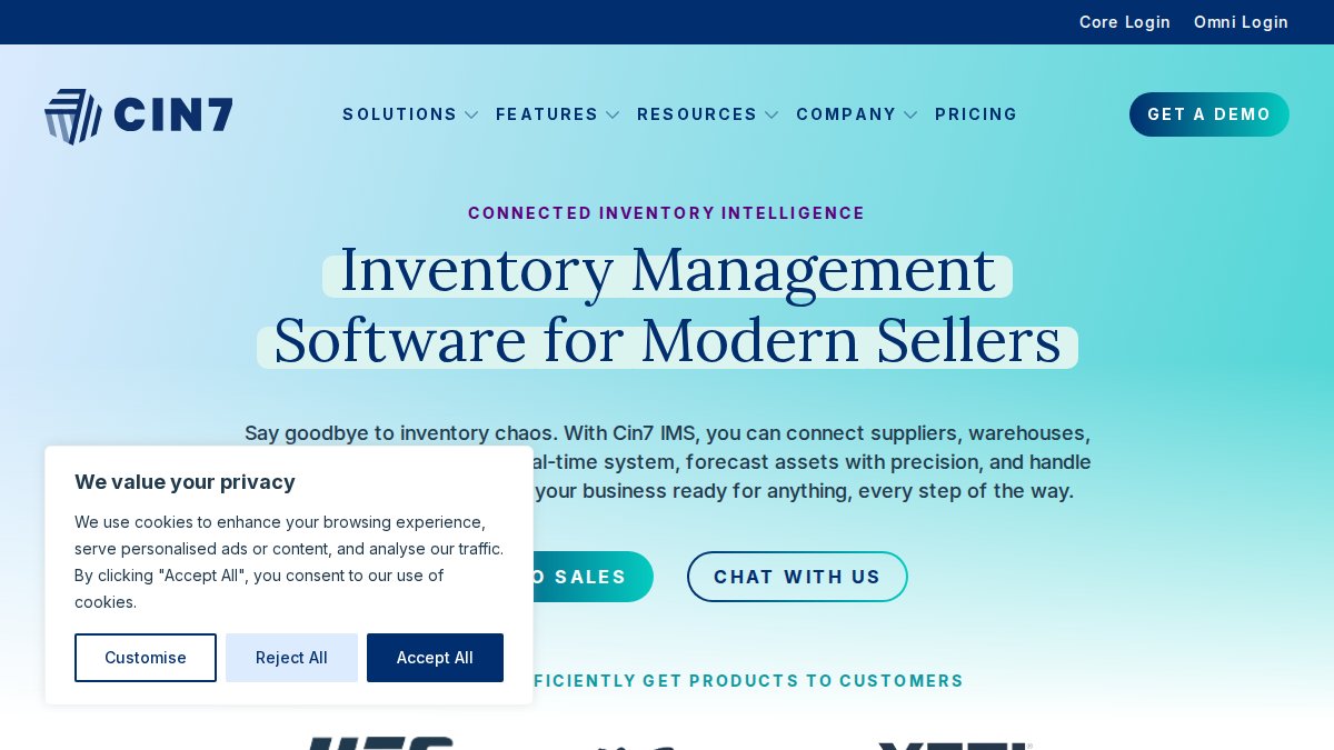 Screenshot of cin7.com interface