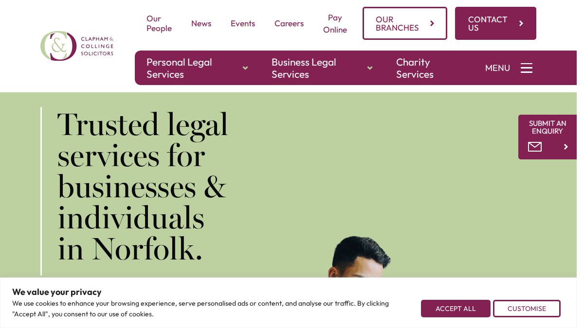 Screenshot of clapham-collinge.co.uk interface
