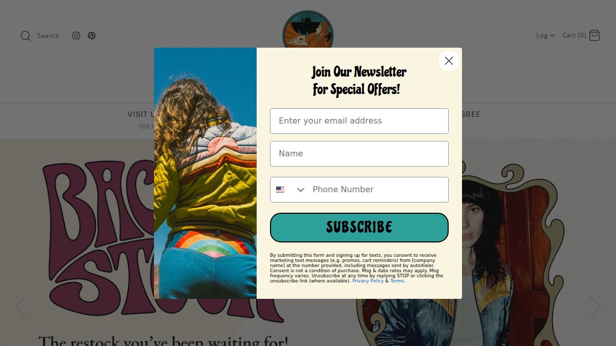 Screenshot of classicrockcouture.com interface