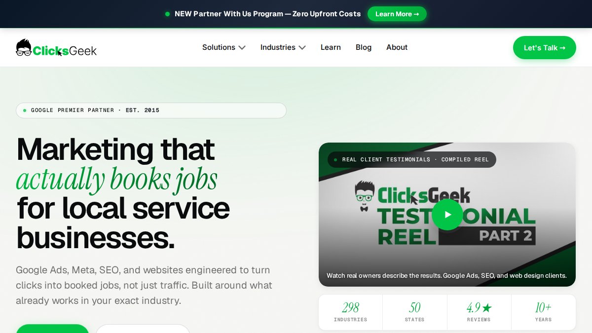 Screenshot of clicksgeek.com interface