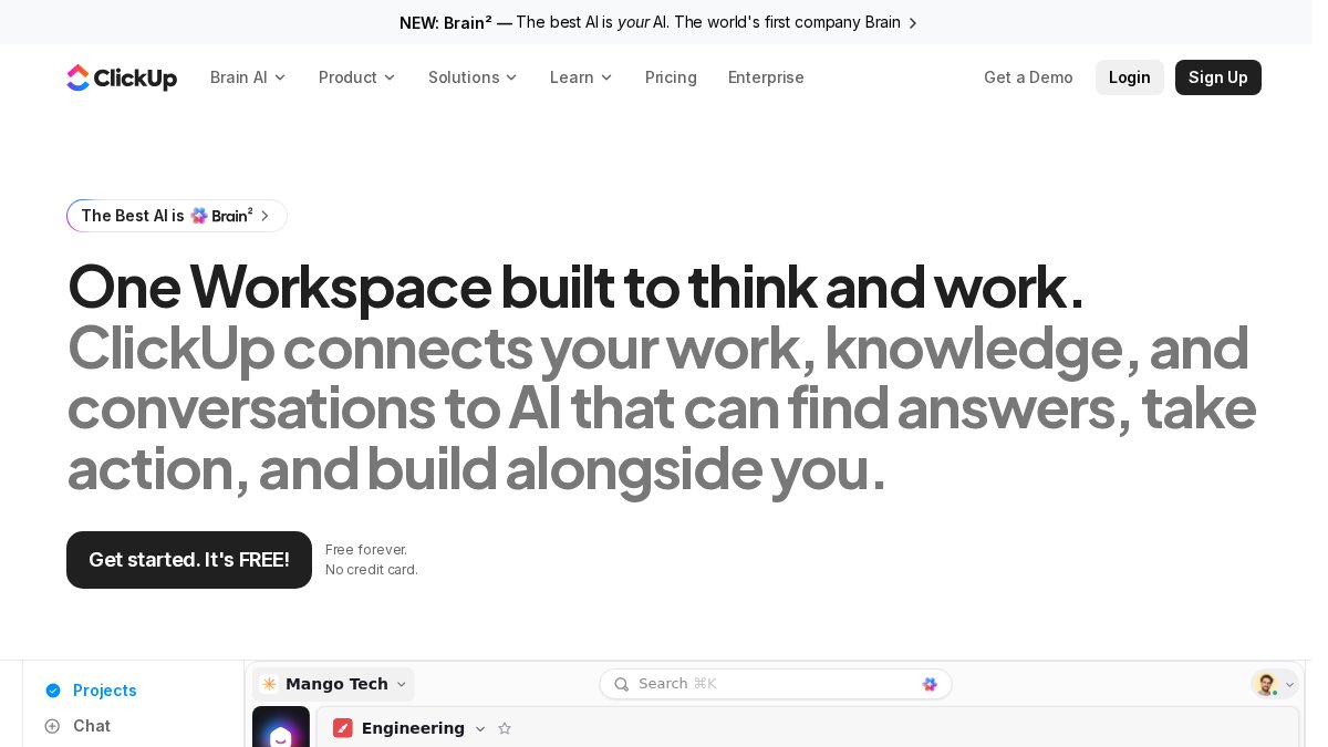 Screenshot of clickup.com interface