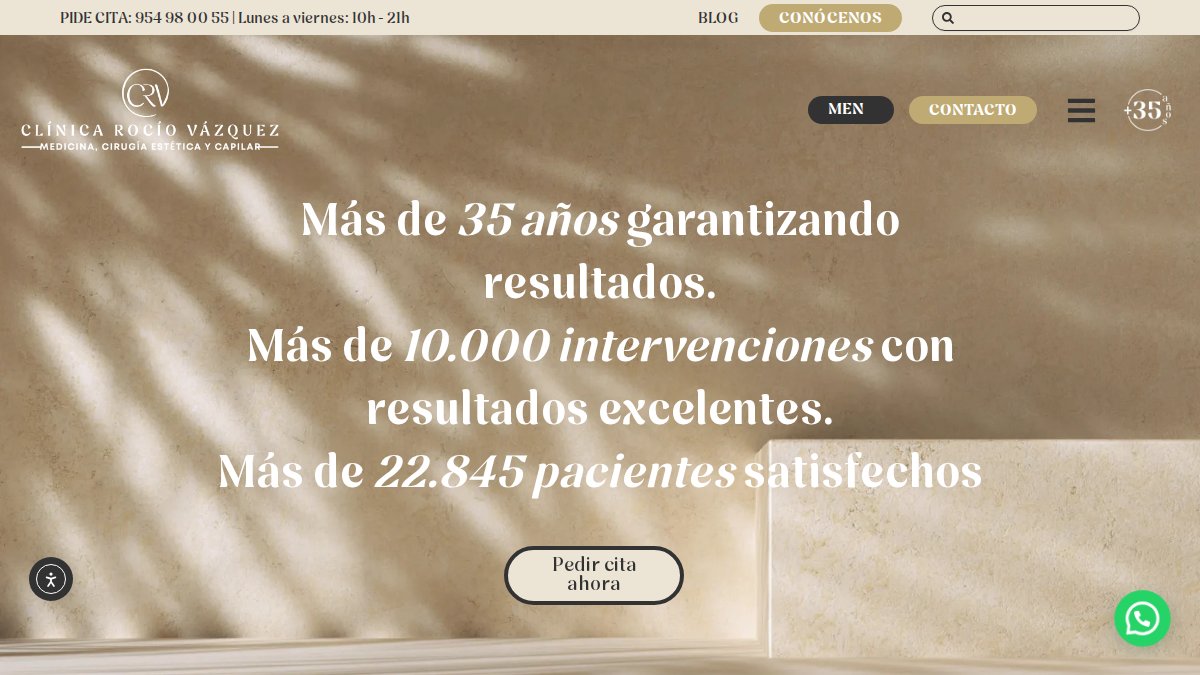 Screenshot of clinicarociovazquez.com interface